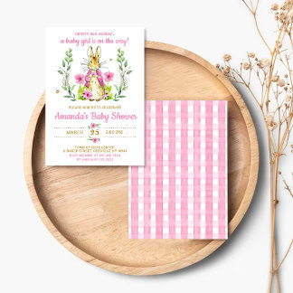 Easter Rabbit Bunny Girl Baby Shower Invitation Einladung