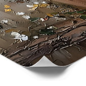 Easter Rabbit Bunny In Flower Pot Print, Rustic Poster (Ecke)