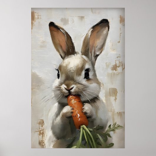 Easter Rabbit Carrot Print, Spring Bunny Poster (Vorne)