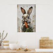 Easter Rabbit Carrot Print, Spring Bunny Poster (Küche)
