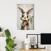 Easter Rabbit Carrot Print, Spring Bunny Poster (Heimbüro)