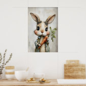 Easter Rabbit Carrot Print, Spring Bunny Poster (Küche)