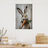 Easter Rabbit Carrot Print, Spring Bunny Poster (Küche)