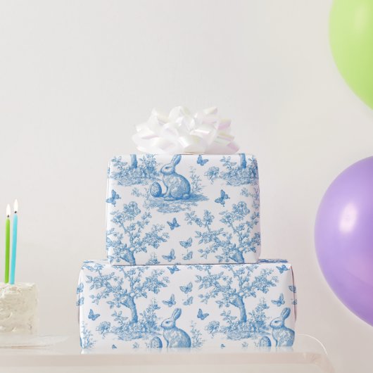 Easter-rabbit-toile-de-jouy pattern geschenkpapier (Partygeschenke)