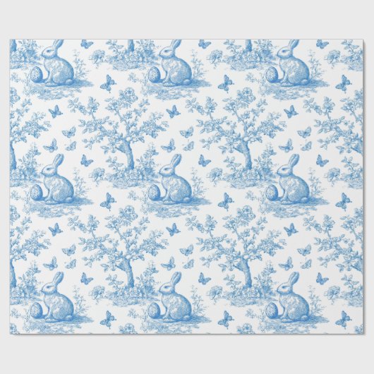 Easter-rabbit-toile-de-jouy pattern geschenkpapier (Flach)