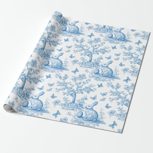 Easter-rabbit-toile-de-jouy pattern geschenkpapier (Ungerollt)