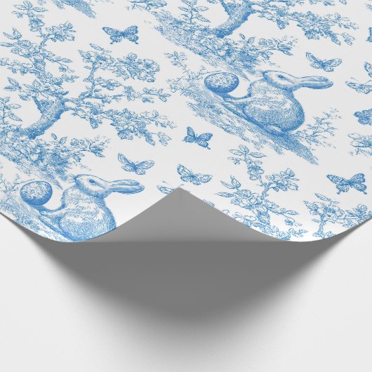 Easter-rabbit-toile-de-jouy pattern geschenkpapier (Ecke)