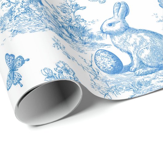 Easter-rabbit-toile-de-jouy pattern geschenkpapier (Rolleneckpunkt)
