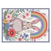 Easter Rainbow Meadow Spring Flowers Wild Rabbit  Tischdecke (Vorderseite (Horizontal))