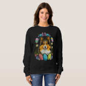 Easter Sheltie Bunny Eggs Dog on Easter Shetland S Sweatshirt (Vorne ganz)