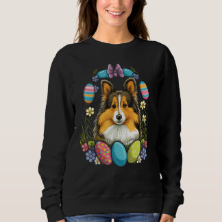 Easter Sheltie Bunny Eggs Dog on Easter Shetland S Sweatshirt