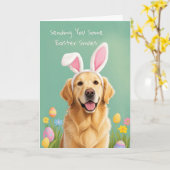 Easter Smiles Cute Dog Wearing Bunny Ears Karte (Gelbe Blume)