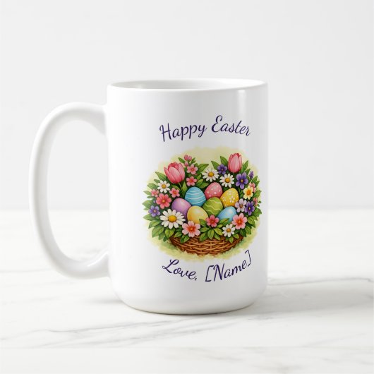 Easter Spring Basket with Eggs, Flowers, & Leaves Kaffeetasse (Links)