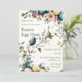 Easter Spring Birds Pastel Eggs Watercolor Floral Einladung (Stehend Vorderseite)