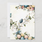 Easter Spring Birds Pastel Eggs Watercolor Floral Einladung (Rückseite)
