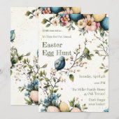 Easter Spring Birds Pastel Eggs Watercolor Floral Einladung (Vorne/Hinten)