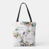 Easter Spring Birds Pastel Eggs Watercolor Floral Tasche (Rückseite)
