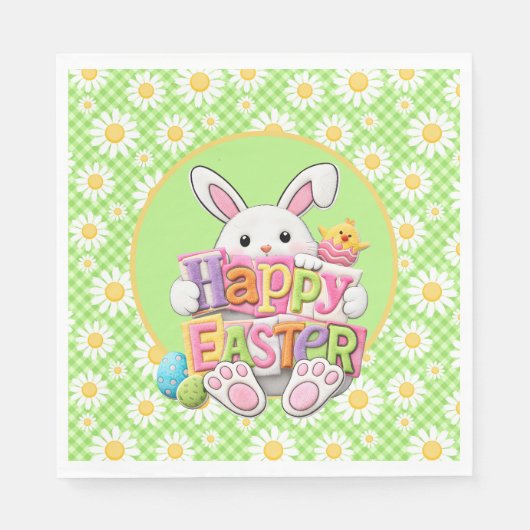 Easter Spring Daisy Bunny  Serviette (Vorderseite)