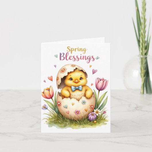 Easter, Spring Hatching Chick Note Card (Vorderseite)