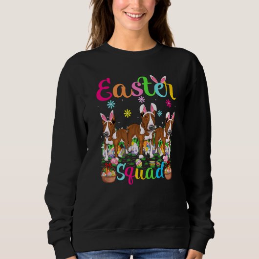 Easter Squad Bunny Ear Rat Terrier Dog Happy Easte Sweatshirt (Vorderseite)