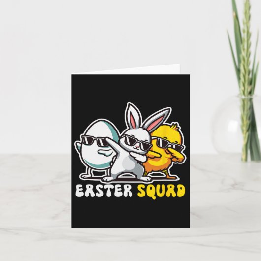 Easter Squad Dabbing Bunny Chick Egg Hunting Match Karte (Vorderseite)