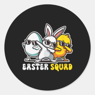 Easter Squad Dabbing Bunny Chick Egg Hunting Match Runder Aufkleber