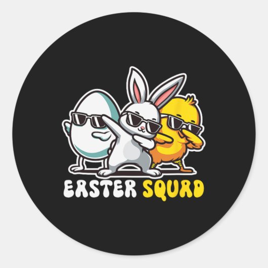 Easter Squad Dabbing Bunny Chick Egg Hunting Match Runder Aufkleber (Vorderseite)