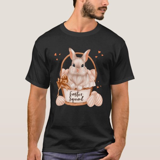 Easter Squad Pastel Rabbit Cute Bunny Basket Eggs T-Shirt (Vorderseite)