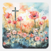 Easter Sunrise Quadratischer Aufkleber (Vorderseite)