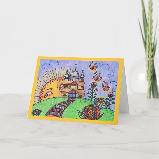 Easter Sunrise Ukrainian Folk Art Feiertagskarte (Vorderseite)