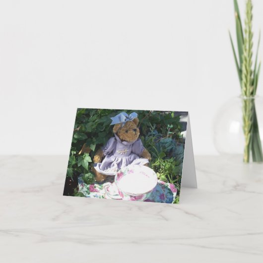 Easter Teddy Bear Tea Set Note Greeting Card Photo Feiertagskarte (Vorderseite)