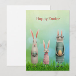 Easter Three Bunnies in Grass Card Feiertagskarte