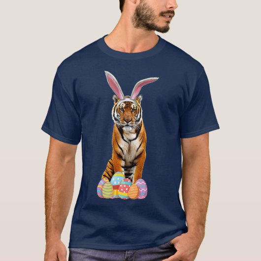 Easter Tiger Funny Bunny Ears Eggs Tiger Gift T-Shirt (Vorderseite)