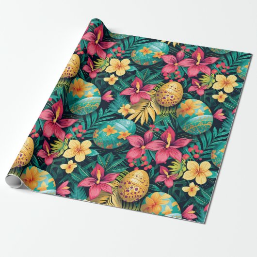 Easter Tropical Spring Leaves Beach Geschenkpapier (Ungerollt)