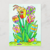 Easter Tulips with Bunny Postcard Postkarte (Vorderseite)