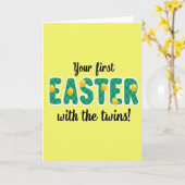 Easter Twins First Celebration Card Karte (Gelbe Blume)