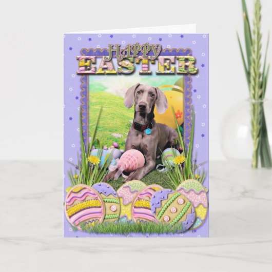 Easter - Weimaraner - Ben Feiertagskarte (Vorderseite)