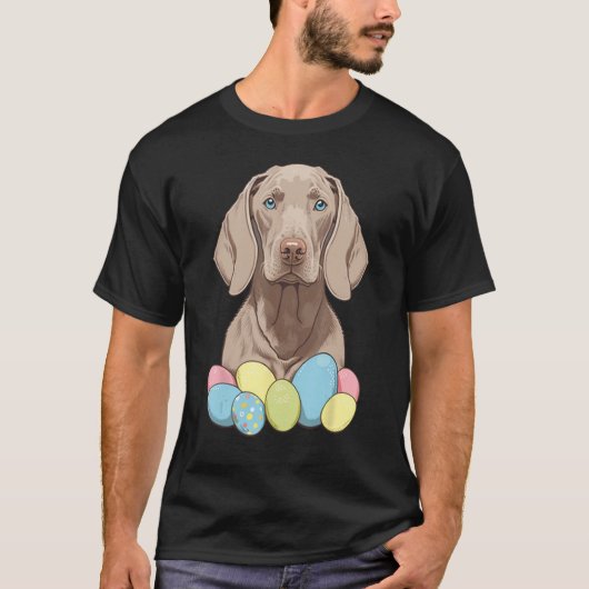 Easter Weimaraner Bunny Eggs Dog on Easter Weimara T-Shirt (Vorderseite)