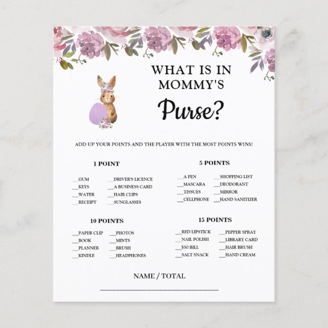 Easter What is in Mommy's Purse Baby Game Card  (Vorderseite)