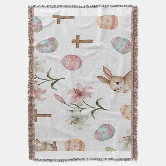 Easter Whimsy – Seamless Bunny & Lily Pattern Decke (Vorderseite Vertikal)