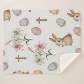 Easter Whimsy – Seamless Bunny & Lily Pattern Sherpadecke (Vorderseite (Horizontal))