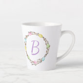 Easter Willow Wreath With Monogram And Pastel Eggs Milchtasse (Rechts)
