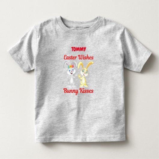 "EASTER WISHER, BUNNY KISSES" PERSONALISIERT KLEINKIND T-SHIRT (Vorderseite)