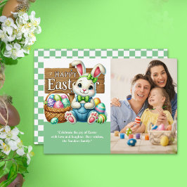 "Easter Wishes! Lovely Bunny with Family Picture" Einladung