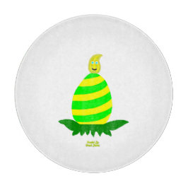 Easter Wishes Round Glass Cutting Board Schneidebrett