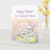 Easter Wishes Special Friend Cute Animals  Bunny Karte (Gelbe Blume)