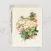 Easter Wishes with Clover and Wild Roses Postkarte (Vorne/Hinten)