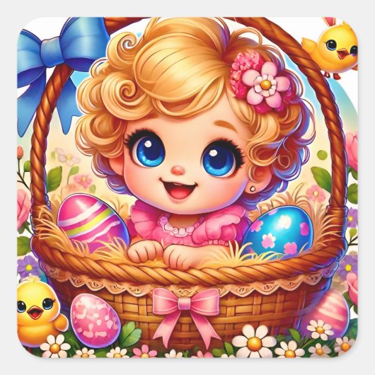 EASTER ~WOW! VINTAGES MIRL ~ QUADRATISCHER AUFKLEBER (Vorderseite)