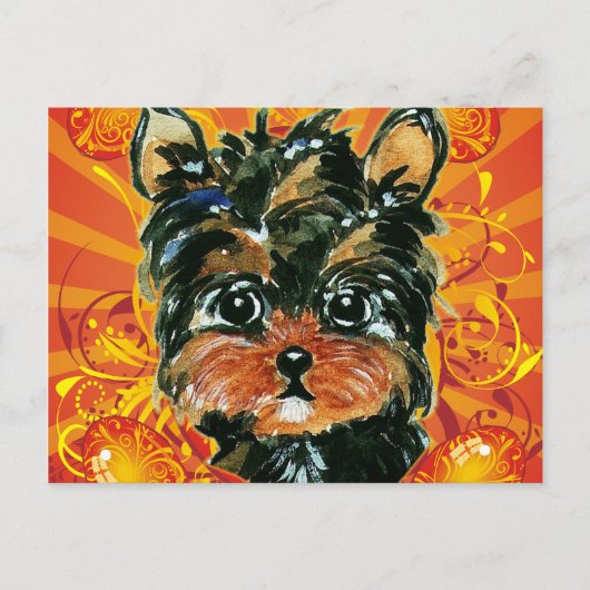 EASTER YORKIE POO FEIERTAGSPOSTKARTE (Vorderseite)