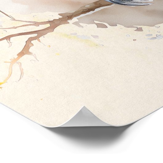 Eastern Bluebird Blue Orange Rustikale Wasserfarbe Poster (Ecke)